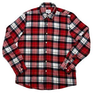 Peter Werth London Cotton Flannel Shirt Red Plaid Cabinecore Cozy Shirt Mens S